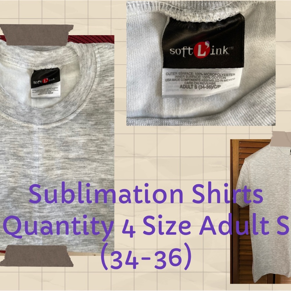 4 Soft L’ink Adult Size S (34-36) SUBLIMATION Tee Shirt Blanks